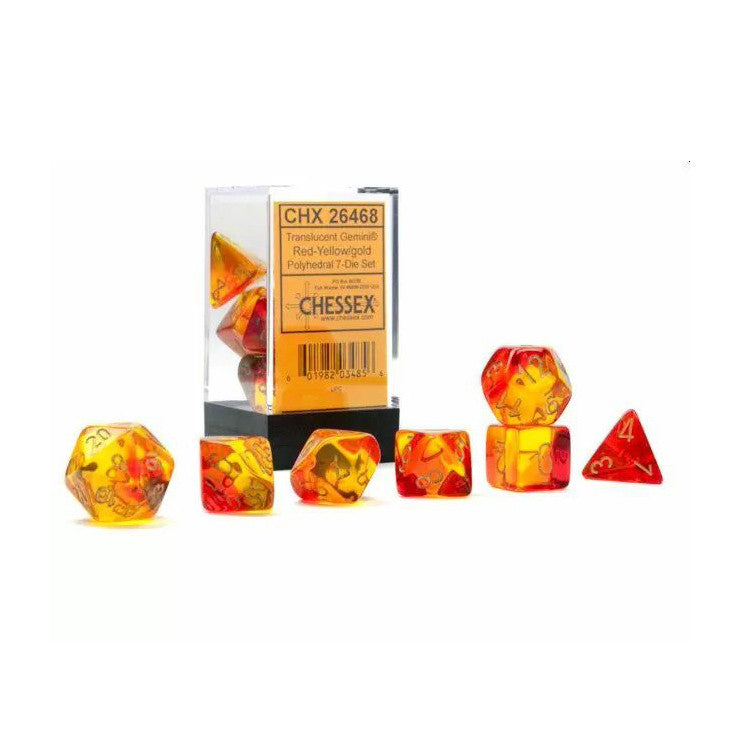 Chessex Translucent Red-Yellow/gold 7-Die Set