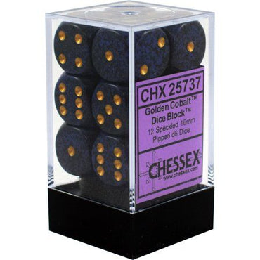 Chessex Speckled 16mm d6 Golden Cobalt Block (12)