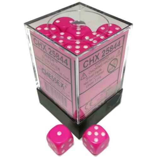 Chessex Opaque 12mm d6 Light Pink/White Block (36)