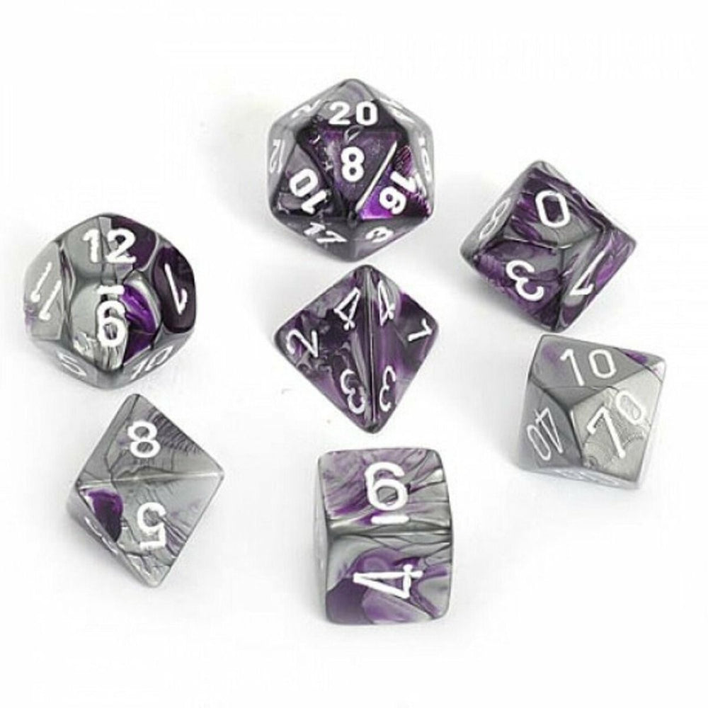 Chessex Gemini Purple-Steel/White 7-Die Set
