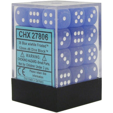 Chessex Frosted 12mm d6 Blue/white Block (36)
