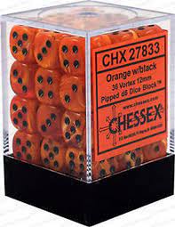 Chessex Vortex 12mm d6 Orange/Black (36)