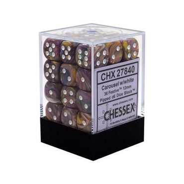 Chessex Festive 12mm d6 Carousel/White Block (36)