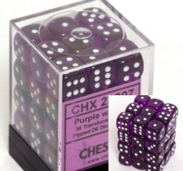 Chessex Translucent 12mm d6 purple/white (36)