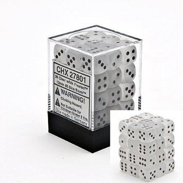 Chessex Frosted 12mm d6 Clear/black (36)