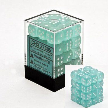 Chessex Frosted 12mm d6 Teal/white Block (36)