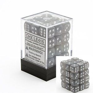 Chessex Frosted 12mm d6 Smoke/white (36)