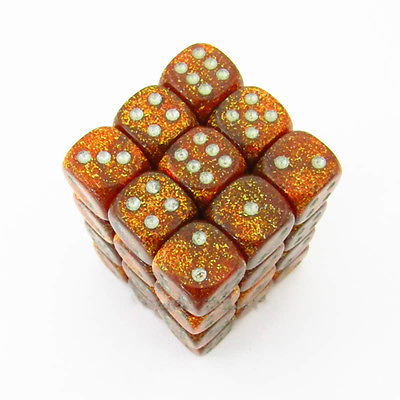 Chessex Glitter 12mm d6 Gold/Silver (36)