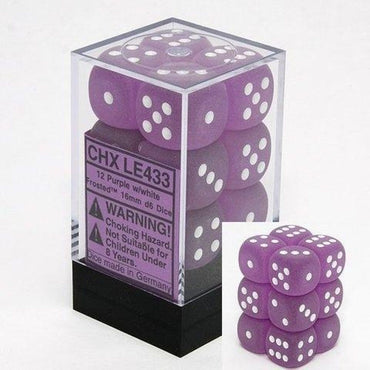 Chessex Frosted 16mm d6 Purple/white (12)