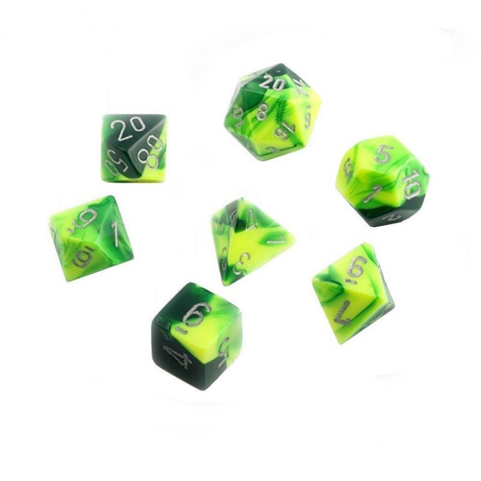 Chessex Gemini Green Yellow/Silver 7-Die Set