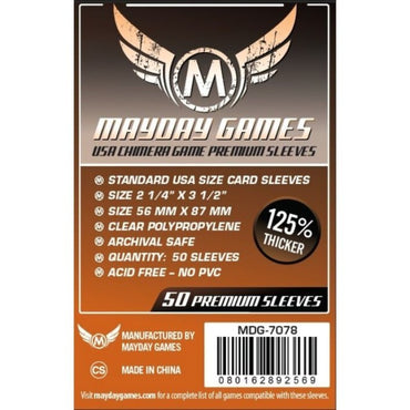 Mayday - Premium USA Chimera Game Sleeves (Pack of 50) - 57.5 MM X 89 MM (Orange)