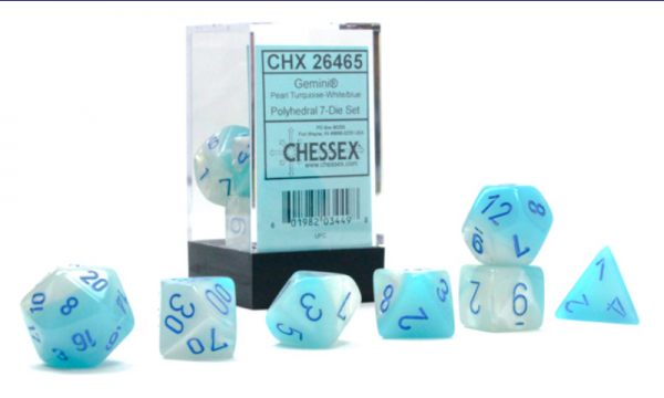 Chessex Gemini Pearl-Turquoise-White/Blue 7-Die Set