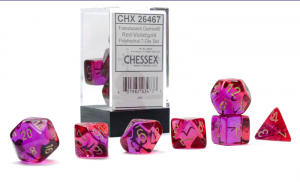 Chessex Translucent Red-Violet/gold 7-Die Set