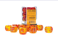Chessex Gemini 16mm d6 Translucent Red-Yellow/Gold (12)