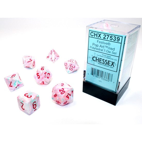 Chessex Festive Pop Art/Red 7-Die Set