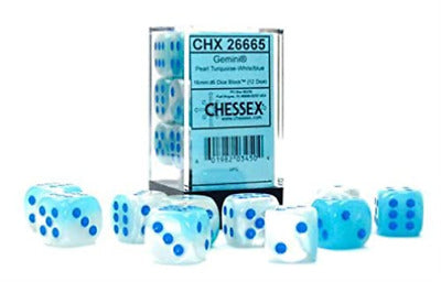 Chessex Gemini 16mm d6 Pearl Turqoise-White/Blue (12)