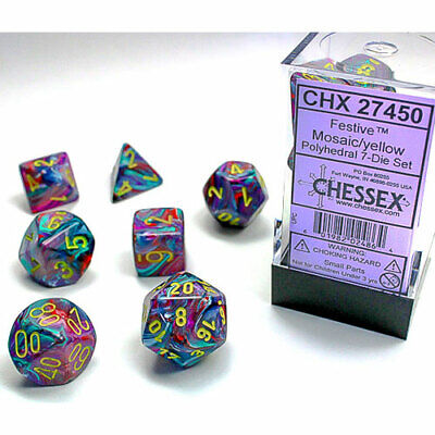 Chessex Festive Moasic/yellow 7-Die Set