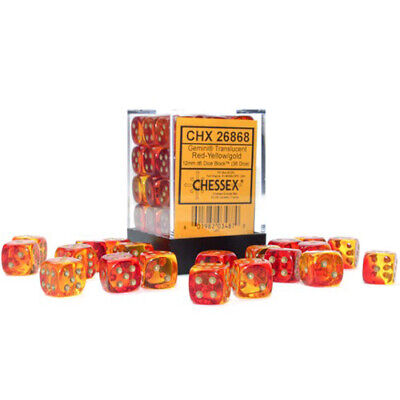 Chessex Speckled 12mm d6 translucent Red-Yellow/Gold (36)