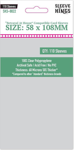 Sleeve Kings Board Game Sleeves (58mm x108mm) (110 Sleeves Per Pack) (Betrayal compatible)
