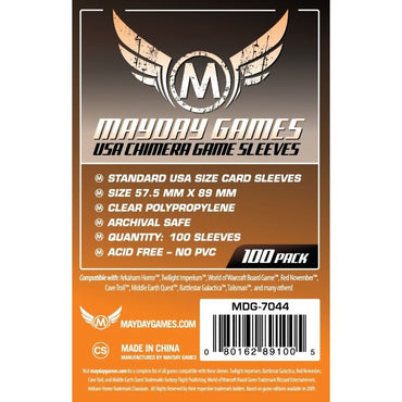 Mayday - USA Chimera Game Sleeves (Pack of 100) - 57.5mm X 89mm (Orange)