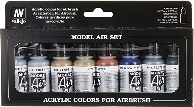 Vallejo Model Air - Metallic Colours 8 Colour Set